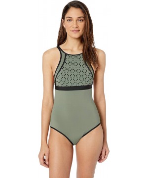 Women's Olivia High-Neck One Piece Swimsuit - Urbane Sea Moss - C418I9WWD2G $47.74-One-Pieces