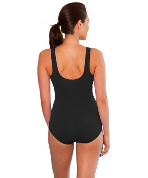 Chlorine Resistant Black and White Spliced Color Block High Neck One Piece Swimsuit - CF18A3AGYLU $31.19-One-Pieces