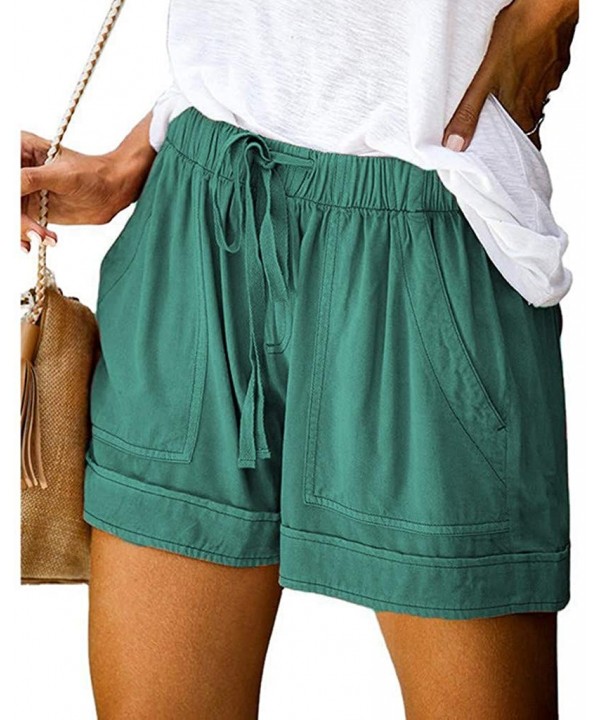 Womens Comfy Drawstring Splice Casual Elastic Waist Pocketed Loose Shorts Pants - Mint Green - CL199CRUUZ5 $23.21-Sets