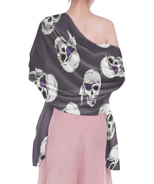 Women Girl Fashion Chiffon Scarf Bikini Cover Up Summer Beach Sarong Wrap - Pirates Skulls - C819C4HA9GW $19.87-Cover-Ups