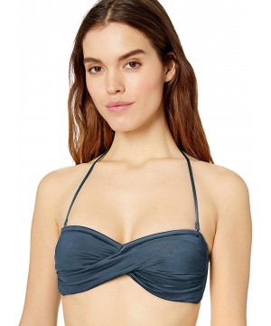 Women's Twist Front Bandeau Bikini Top Swimsuit with Clip Back - Shine on Blueprint - CG18GOOE795 $48.19-Tops