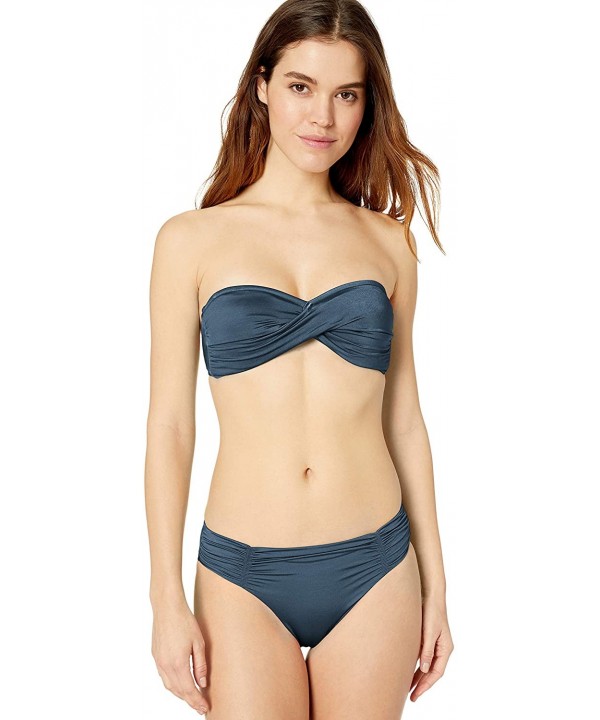 Women's Twist Front Bandeau Bikini Top Swimsuit with Clip Back - Shine on Blueprint - CG18GOOE795 $48.19-Tops