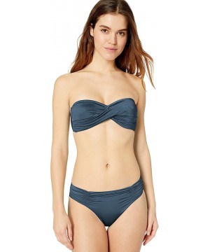 Women's Twist Front Bandeau Bikini Top Swimsuit with Clip Back - Shine on Blueprint - CG18GOOE795 $48.19-Tops