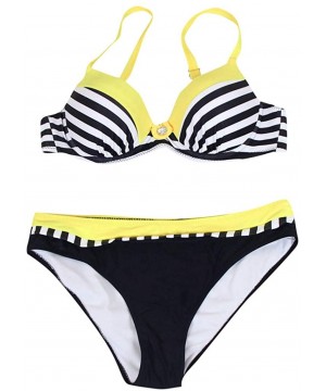 Padded Push-up Bra Swimsuit for Ladies Sexy Bathing Suit Swimsuit Bikini Sets - Yellow - CT193XDTEKQ $10.00-Sets