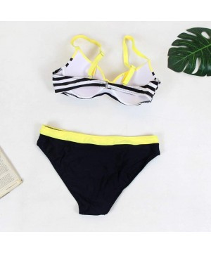 Padded Push-up Bra Swimsuit for Ladies Sexy Bathing Suit Swimsuit Bikini Sets - Yellow - CT193XDTEKQ $10.00-Sets