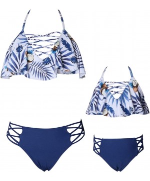 Family Matching Mommy and Me Two Pieces Swimwear Bikini Set Girls Swimsuits Women Ruffle Bathing Suit - 1 Blue - CT18QISD02W ...