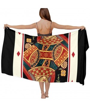 Women's Swimwear Cover Ups- Summer Vacation Beach Sarong Soft Shawl Wrap - Queen of Shape Poker Card - CB19C6NNWQU $27.06-Cov...