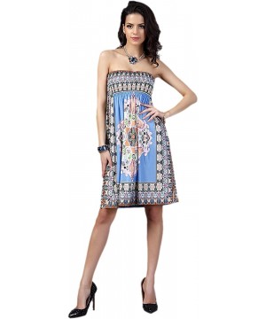 Women's Fashion Spring Summer Flower Print Resort Beach Sundress - Blue 2 - CS12GUWA0RF $20.17-Cover-Ups