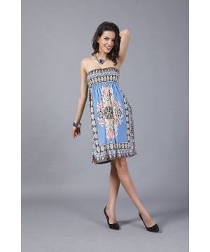 Women's Fashion Spring Summer Flower Print Resort Beach Sundress - Blue 2 - CS12GUWA0RF $20.17-Cover-Ups