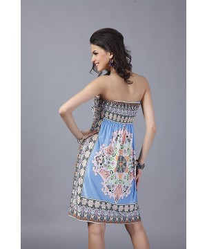 Women's Fashion Spring Summer Flower Print Resort Beach Sundress - Blue 2 - CS12GUWA0RF $20.17-Cover-Ups