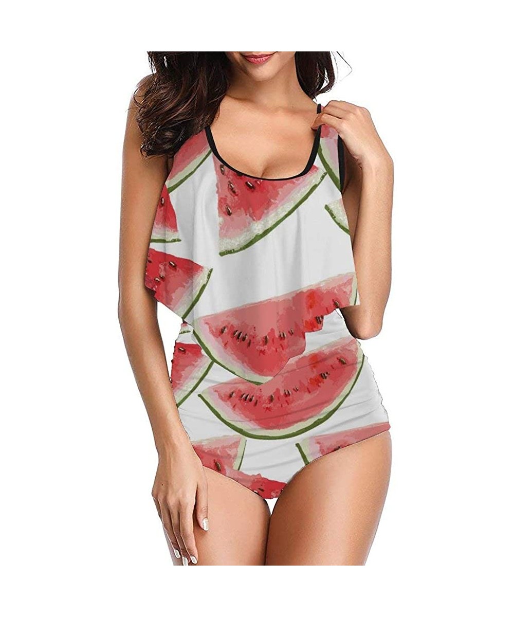 Cut Watermelon Leopard One-Piece Pools Crop Swimsuit Full Coverage Plus Size Bottom&Bra for Girls - Style1-1 - CW19DI6ZXUZ $2...