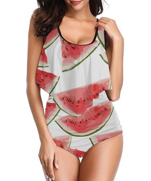 Cut Watermelon Leopard One-Piece Pools Crop Swimsuit Full Coverage Plus Size Bottom&Bra for Girls - Style1-1 - CW19DI6ZXUZ $2...