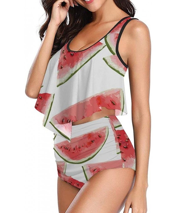 Cut Watermelon Leopard One-Piece Pools Crop Swimsuit Full Coverage Plus Size Bottom&Bra for Girls - Style1-1 - CW19DI6ZXUZ $2...