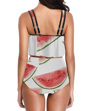 Cut Watermelon Leopard One-Piece Pools Crop Swimsuit Full Coverage Plus Size Bottom&Bra for Girls - Style1-1 - CW19DI6ZXUZ $2...