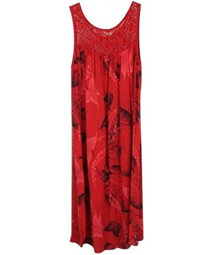 Women's Fashion Lace Stitching Print Sleeveless Dress - B-red - CS18U8XL7E9 $14.31-Bottoms