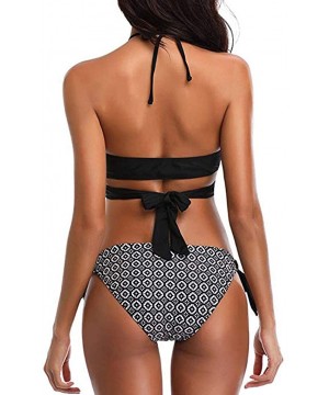 Women High Waist Bikini Push Up Bikinis Print Swimsuit Female Beachwear Swimwear - A-black - CH1962GAW8M $13.33-Rash Guards