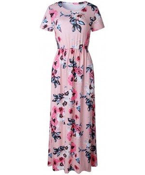 Maxi Dress for Women Chaofanjiancai Bohemian Printed Sleeveless Casual Long Dress Beach Tank Dress with Pockets Y pink - CC19...