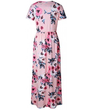 Maxi Dress for Women Chaofanjiancai Bohemian Printed Sleeveless Casual Long Dress Beach Tank Dress with Pockets Y pink - CC19...