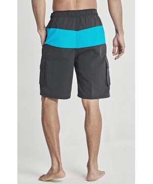 Men's Quick Dry Beachshorts Cargo Swim Trunks with Mesh Lining - Dark Grey(main) & Blue - CZ19684UDX2 $11.63-Trunks