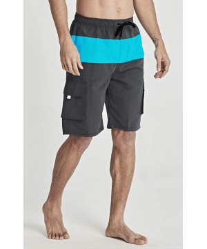 Men's Quick Dry Beachshorts Cargo Swim Trunks with Mesh Lining - Dark Grey(main) & Blue - CZ19684UDX2 $11.63-Trunks