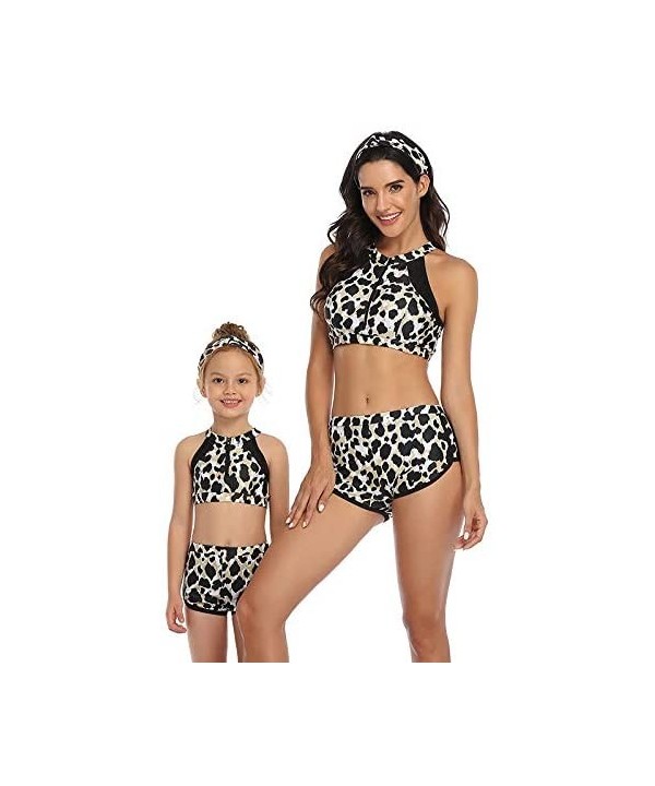 Women Girl Leopard Print Family Matching Mommy and Me One Piece Halter Backless Swimsuit Set - Leopard-4 - CC199UQ99XE $12.57...