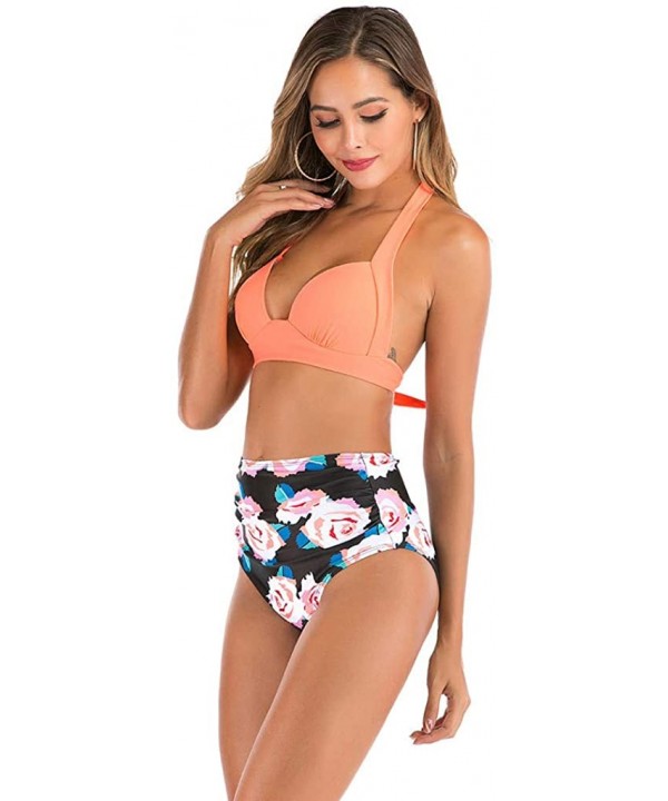 Women High Waist Bikini Push Up Bikinis Print Swimsuit Female Beachwear Swimwear - A6-pink - CP1962GT34O $11.93-Bottoms