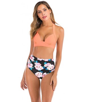 Women High Waist Bikini Push Up Bikinis Print Swimsuit Female Beachwear Swimwear - A6-pink - CP1962GT34O $11.93-Bottoms