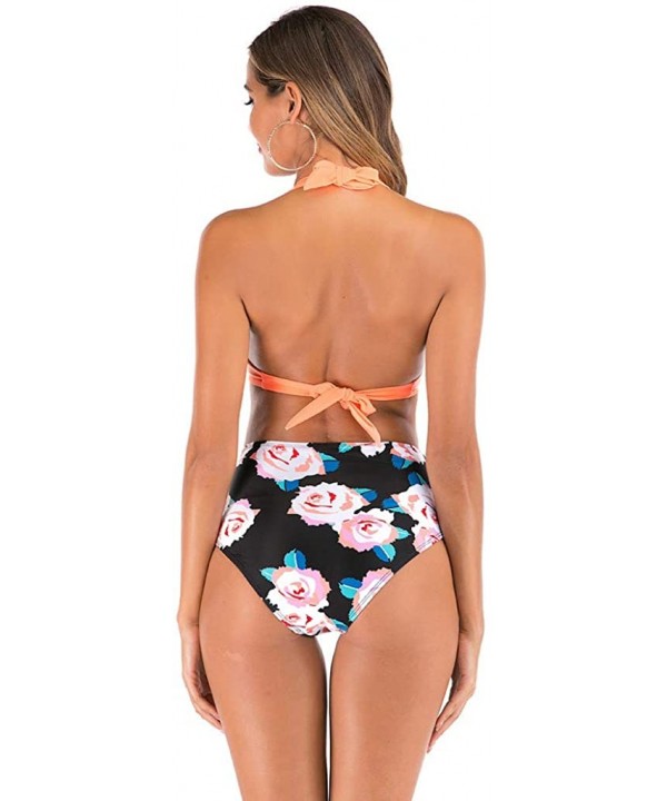 Women High Waist Bikini Push Up Bikinis Print Swimsuit Female Beachwear Swimwear - A6-pink - CP1962GT34O $11.93-Bottoms