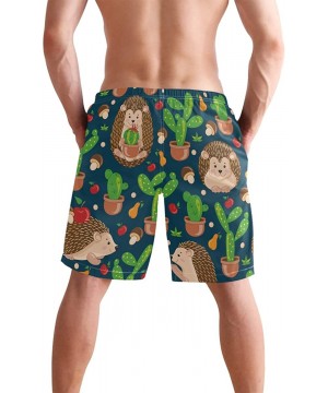 Men's Swim Trunks Hedgehog Cactus Quick Dry Beach Board Shorts with Pockets - Hedgehog Cactus - CV18QU632ZK $25.19-Board Shorts