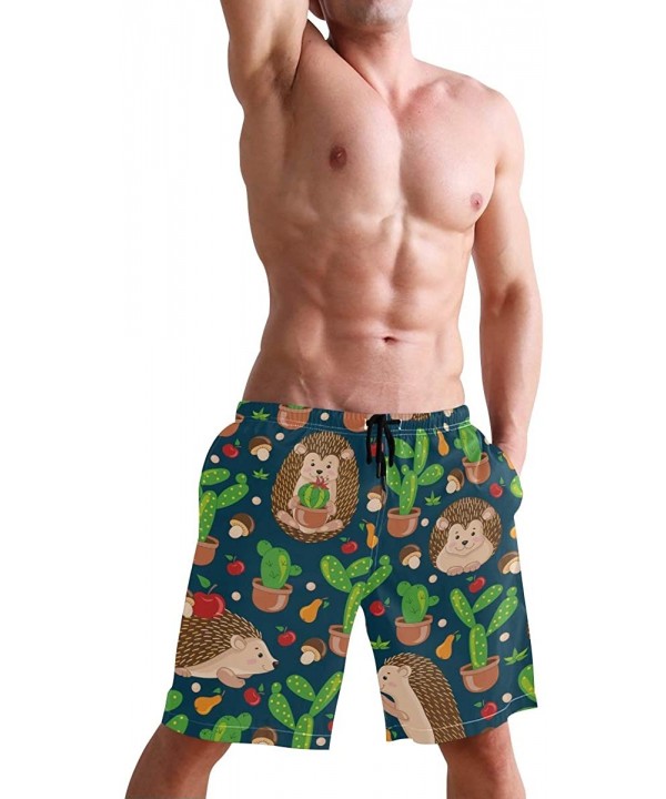 Men's Swim Trunks Hedgehog Cactus Quick Dry Beach Board Shorts with Pockets - Hedgehog Cactus - CV18QU632ZK $25.19-Board Shorts