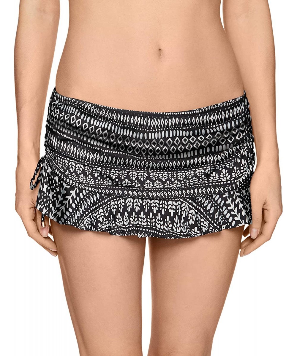 Women's Flirty Skirted Bikini Bottom Swimsuit With Ruched Sides - Castle Rock - C318GWX7AMZ $38.71-Bottoms