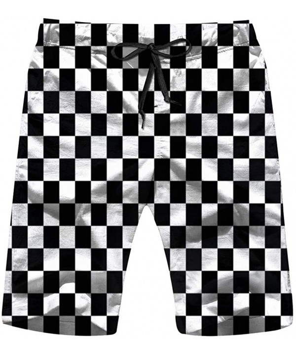 Black White Racing Checkered Checker Men's Swim Trunks and Workout Shorts Swimsuit or Athletic Shorts - Adults Boys - Multico...