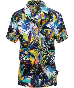 Hawaiian Shirts- Mens Holiday Vacation Beach T-Shirt Printed Short Sleeve Tee Shirts Tops - Green B - CF1965I98Z2 $19.64-Racing