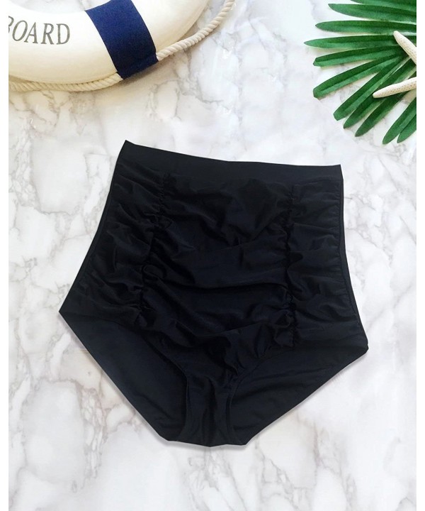 Women's Retro High Waisted Bikini Swimsuit Bottoms Ruched Vintage Swim Short Tankinis - Black - C819EYQX0T6 $17.56-Bottoms