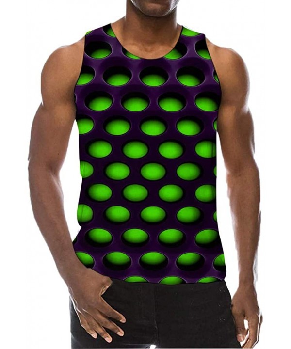 3D Printed Vest Mens Summer New Blouse Fashion Comfort Blouse Tops - Green - CF18YSC4QT3 $11.07-Rash Guards