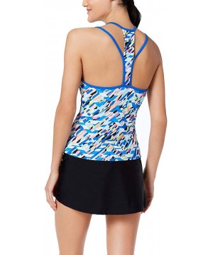 Womens Racerback Geometric Tankini Swim Top - Royal - CG18ORXCELO $8.97-Tops