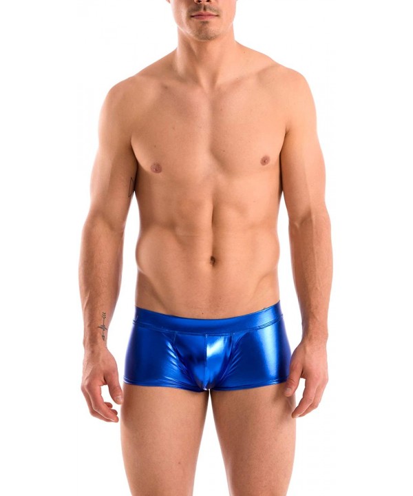 Mens New Solid Hot Body Boxer Swimsuit - Liquid Blue - C1112LLTM25 $21.47-Racing