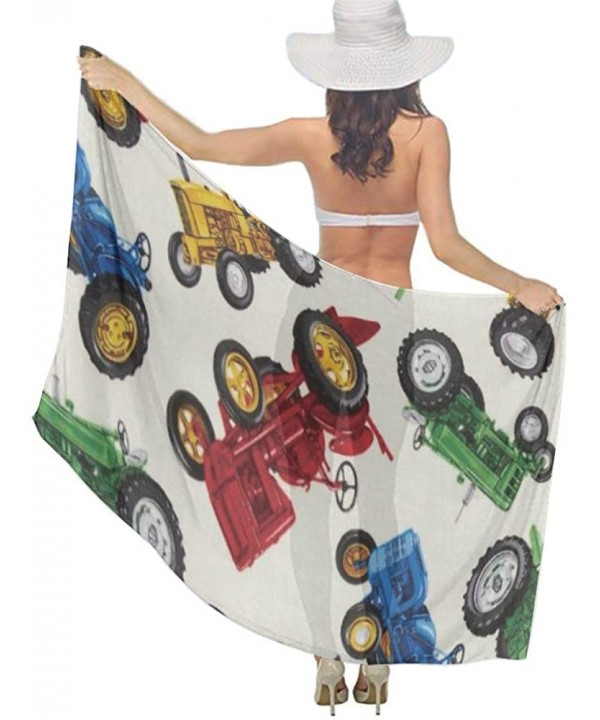 Women's Swimwear Cover Ups- Summer Vacation Beach Sarong Soft Shawl Wrap - Vintage Tractors Car - CX19C47M096 $26.92-Cover-Ups