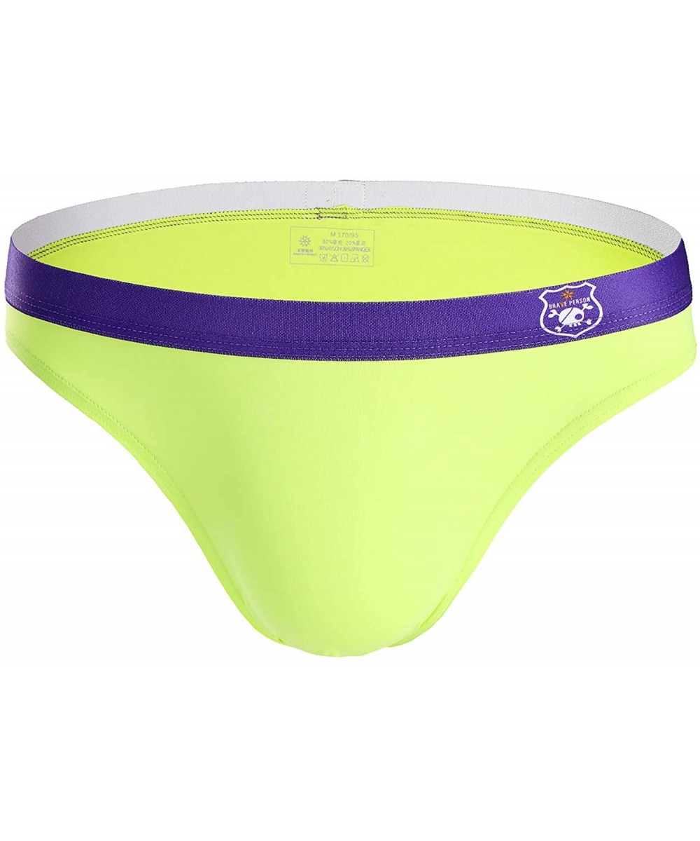 Men's Fashion Swim Briefs Smooth Nylon Fabrics Quick-Drying Underwear B1141 - Yellow - CW12JUOCJ39 $8.88-Briefs