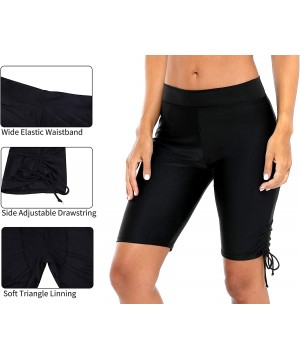 Women's Rash Guard Board Shorts UPF50+ Sports Capris Swim Bottom Skinny Surfing Tights with Side Drawstring Black - CJ18K6H92...