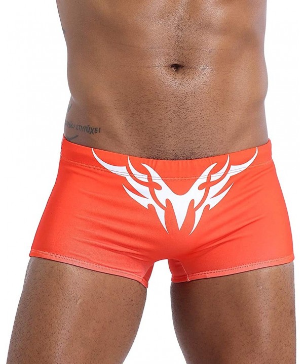 Mens Sexy Swim Briefs Square Leg Swimsuit Swimwear with Pad - Orange-1 - CY194UD2SGL $19.97-Tankinis