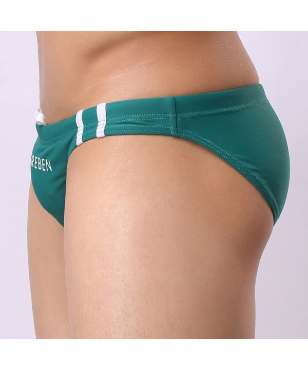 Men's Swim Briefs Sexy Swim Briefs Low Rise Quick Dry Pouch Swim Briefs Salent Drawstring Board Short Swim Bikini - Green - C...