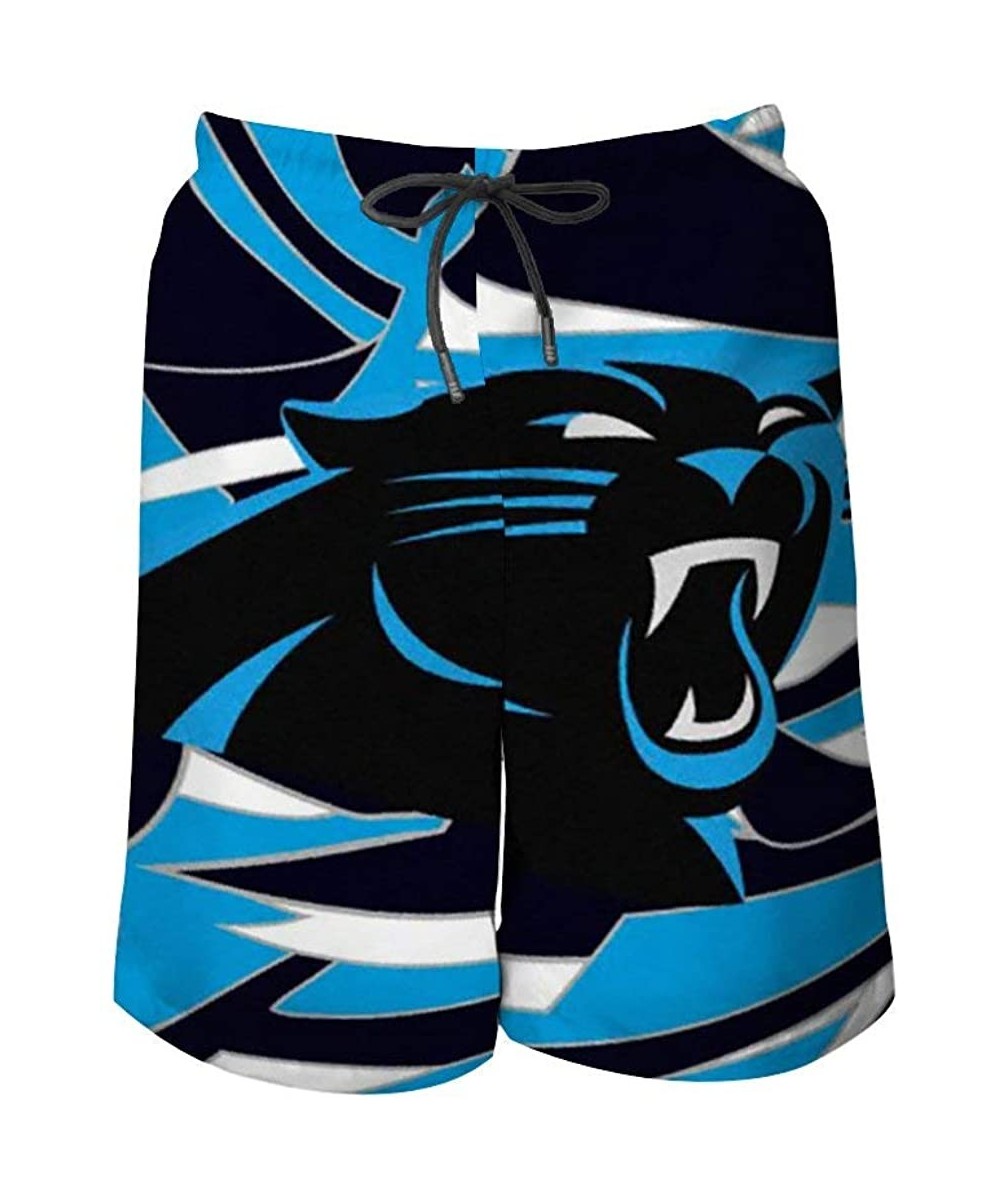 Men's Carolina Panthers Drawstring Beach Shorts - Splice 1 - CL199L3O48H $22.45-Trunks