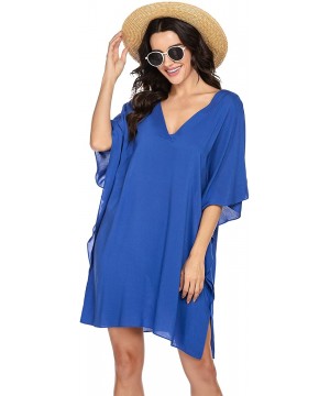 Swimsuit Cover Ups Women's Bathing Suit Coverups Dress Bikini Beach Tunic Top S-XXL - Snorkel Blue* - CN192KXEDWZ $16.25-Cove...