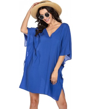 Swimsuit Cover Ups Women's Bathing Suit Coverups Dress Bikini Beach Tunic Top S-XXL - Snorkel Blue* - CN192KXEDWZ $16.25-Cove...