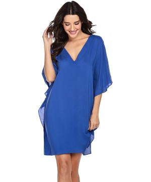 Swimsuit Cover Ups Women's Bathing Suit Coverups Dress Bikini Beach Tunic Top S-XXL - Snorkel Blue* - CN192KXEDWZ $16.25-Cove...