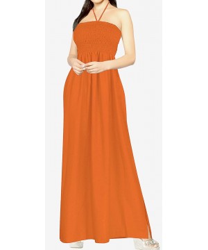 Women's Beach Dress Summer Casual Elegant Party Tube Dress Printed A - Pumpkin Orange_u514 - CP11HAH5B15 $30.02-Cover-Ups