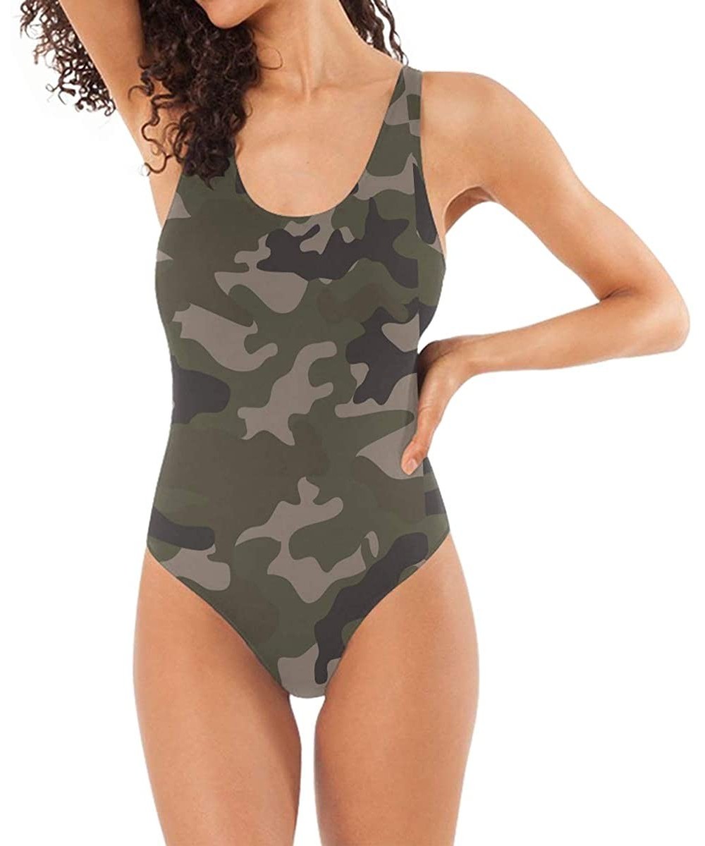 Women's Bathing Suits with Brown Camouflage One Piece Swimsuit Triangle Bikini - C018IUZTUHA $43.84-One-Pieces