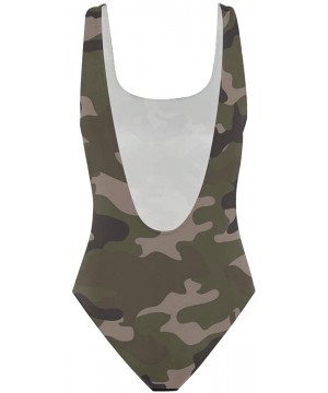 Women's Bathing Suits with Brown Camouflage One Piece Swimsuit Triangle Bikini - C018IUZTUHA $43.84-One-Pieces