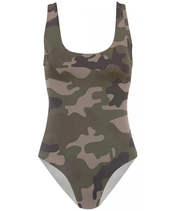 Women's Bathing Suits with Brown Camouflage One Piece Swimsuit Triangle Bikini - C018IUZTUHA $43.84-One-Pieces